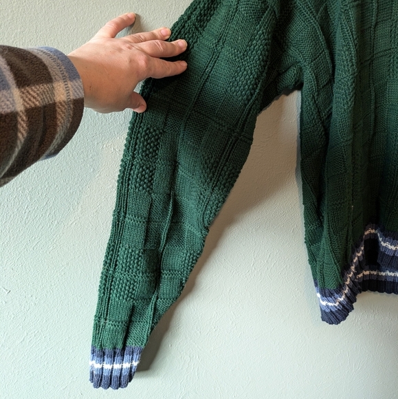 Vintage American Portrait Textured Knit Baggy 90's Y2K Sweater L - Picture 3 of 6